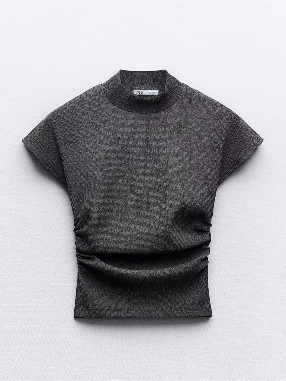 Zara Charcoal Textured Mock Neck Tank Top